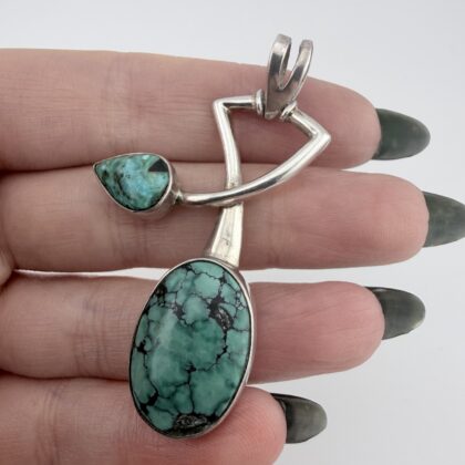 Sterling Silver and Turquoise Crossover Pendant
