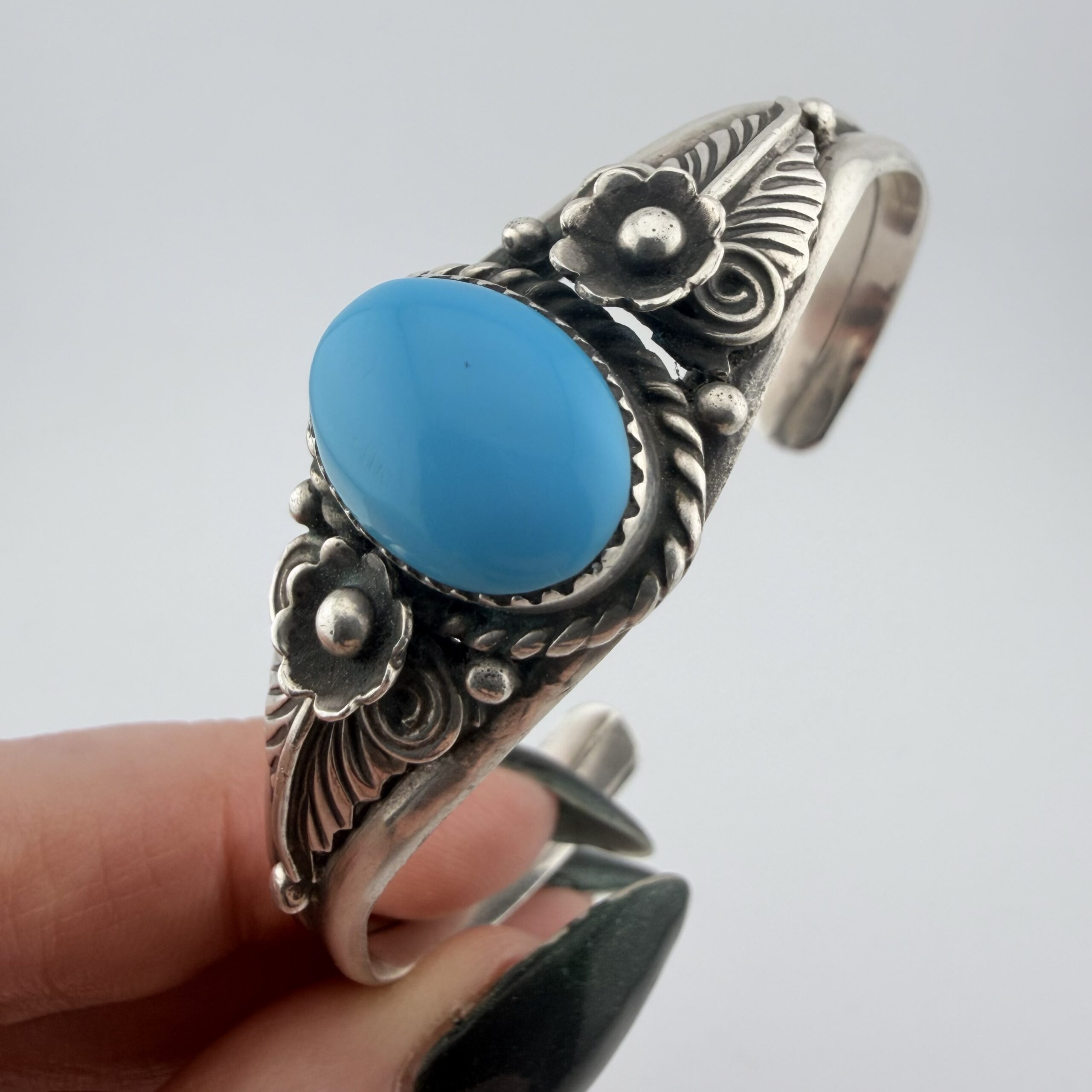 Native American Navajo Sterling Silver and Turquoise Cuff Bracelet