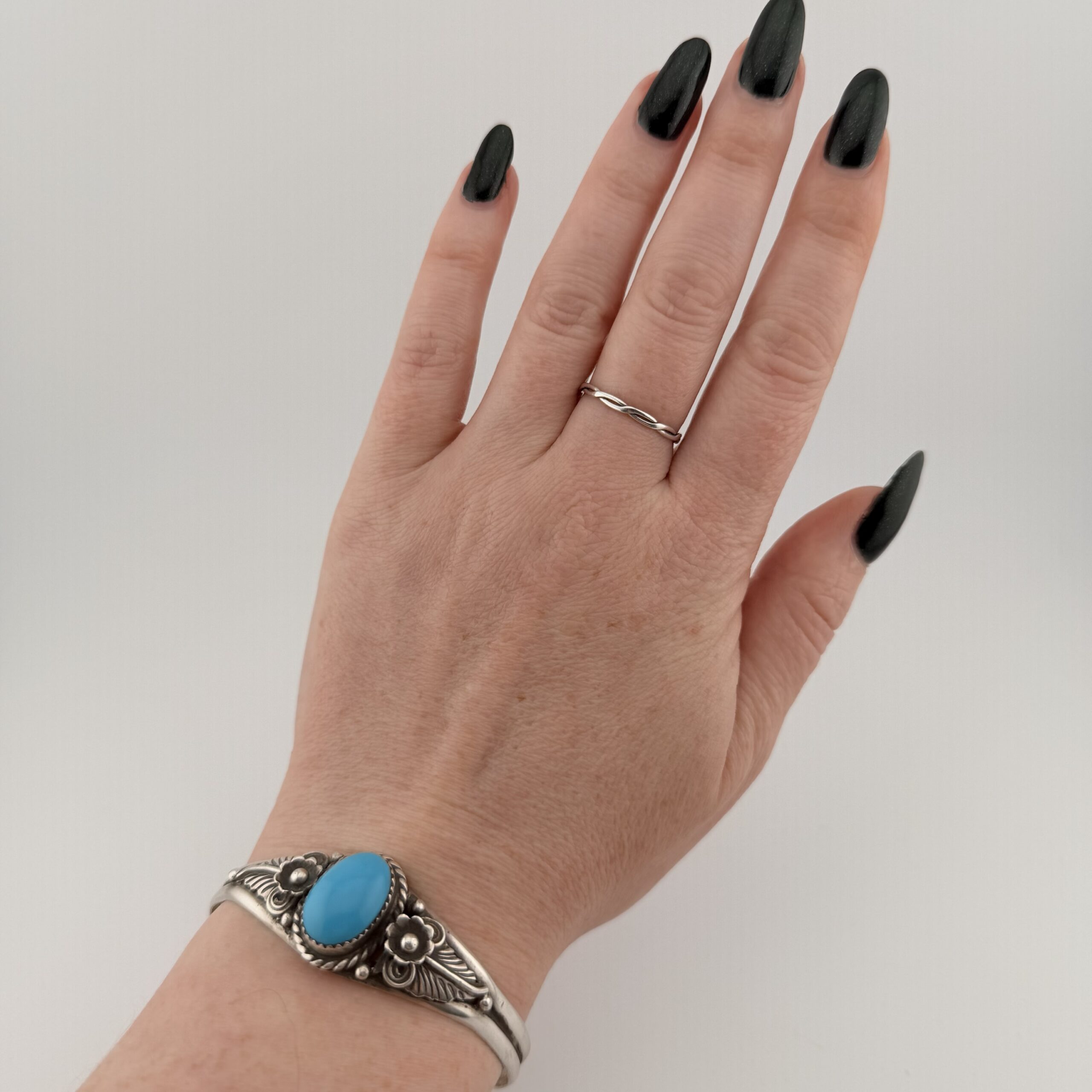Native American Navajo Sterling Silver and Turquoise Cuff Bracelet - Image 7
