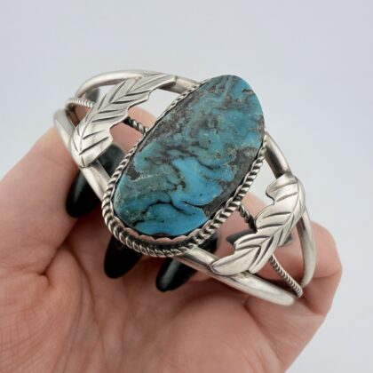 Native American Sterling Silver and Turquoise Cuff Bracelet
