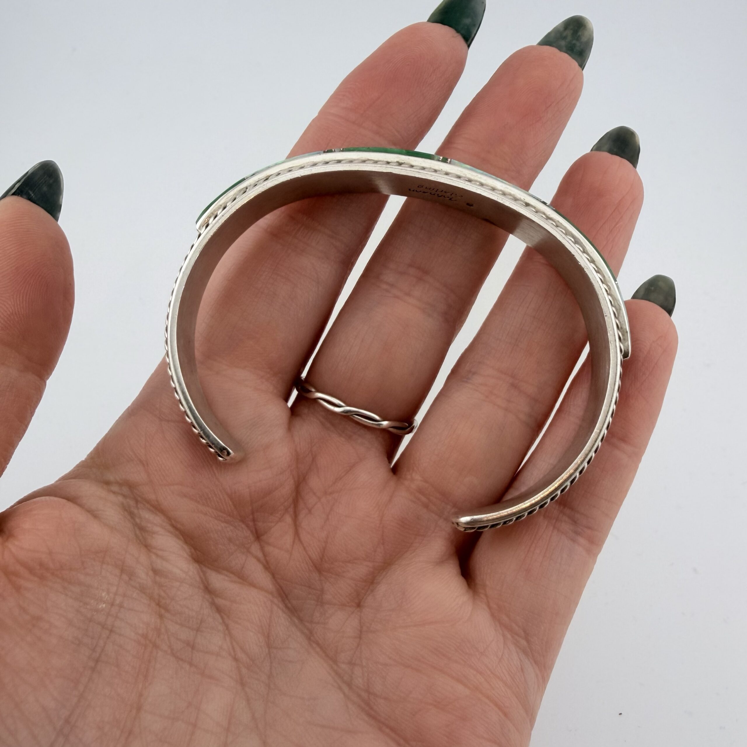 Vintage Native American Bobby Johnson Sterling Silver Inlay Cuff Bracelet - Image 8