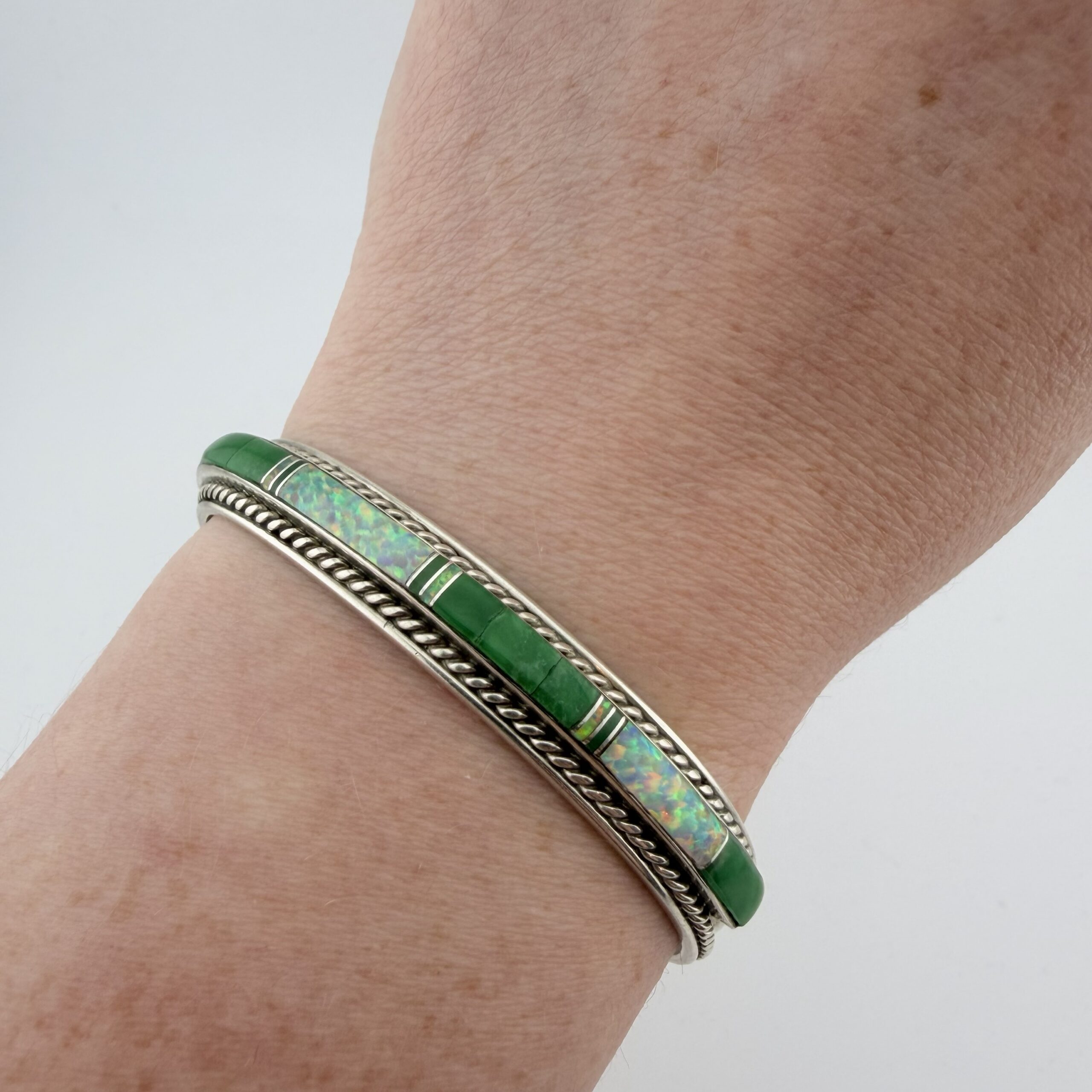 Vintage Native American Bobby Johnson Sterling Silver Inlay Cuff Bracelet - Image 10