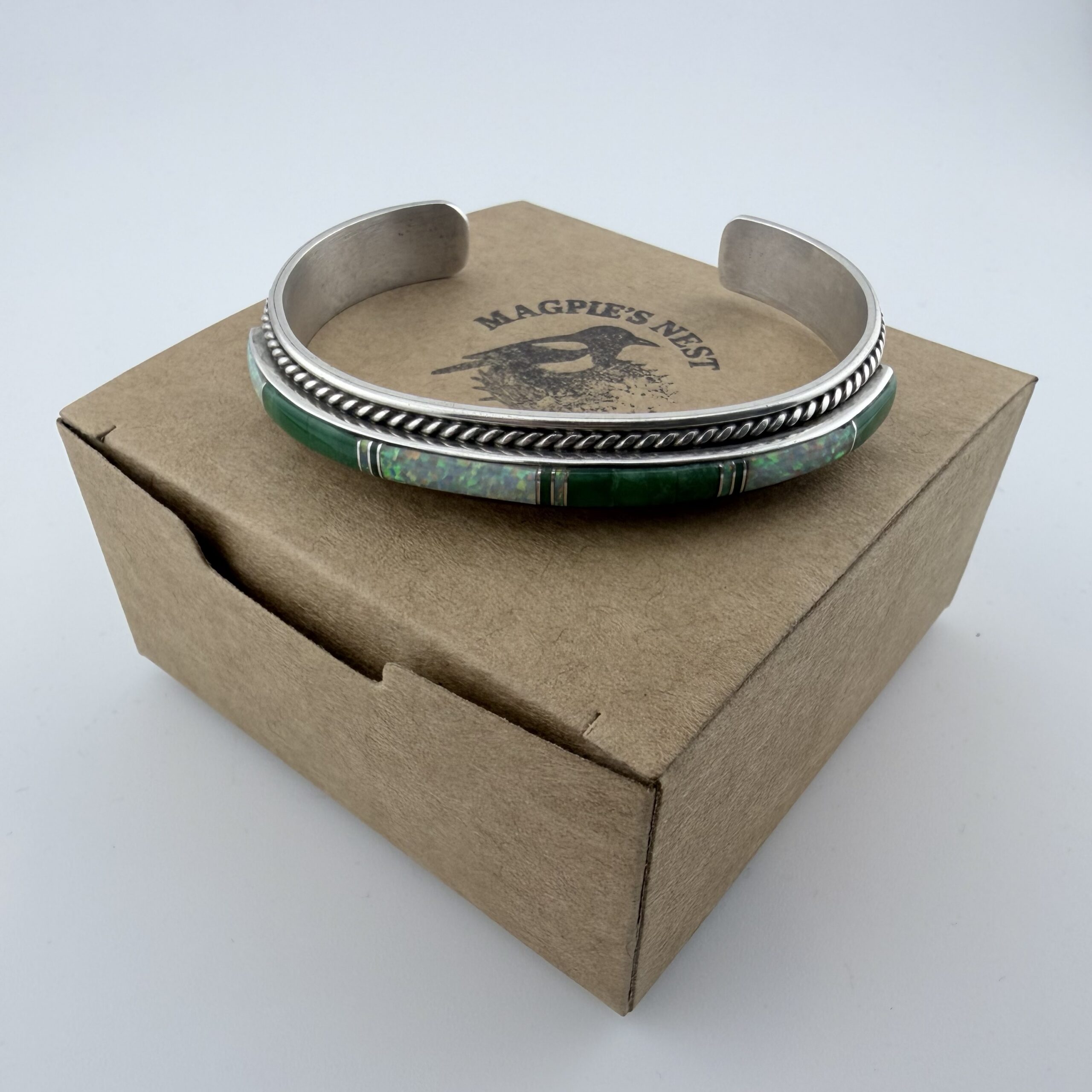 Vintage Native American Bobby Johnson Sterling Silver Inlay Cuff Bracelet - Image 11