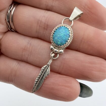 Native American Sterling Silver and Opal Pendant