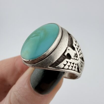Vintage Native American Sterling Silver and Turquoise Thunderbird Ring