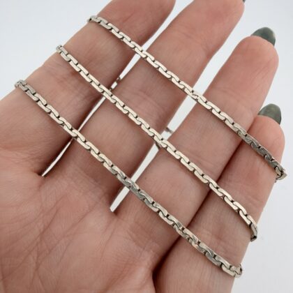 Vintage Sterling Silver Flat Serpentine Chain - 48cm, 2mm