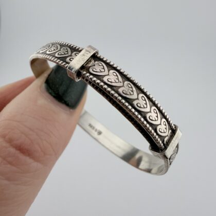 Vintage Sterling Silver Love Heart Baby Bangle