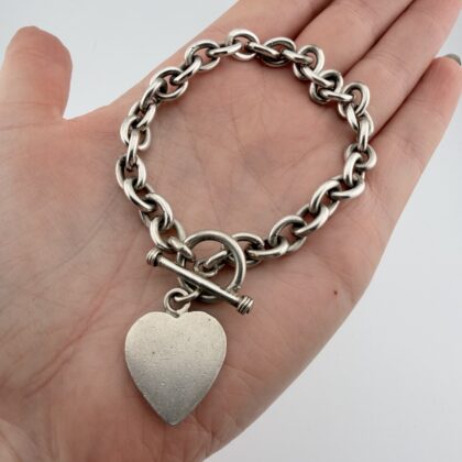 Chunky Andea Sterling Silver Love Heart Chain Bracelet