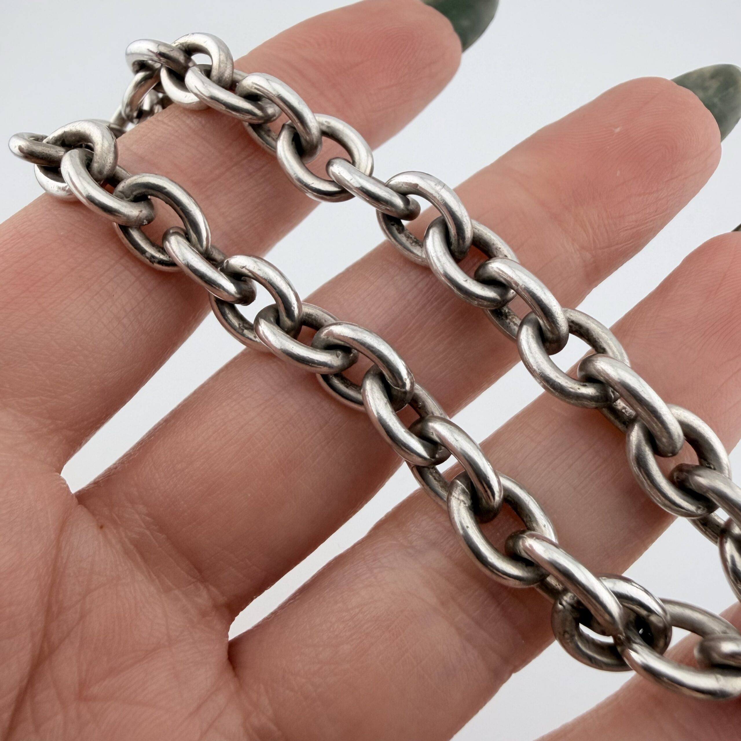 Chunky Andea Sterling Silver Love Heart Chain Bracelet - Image 3