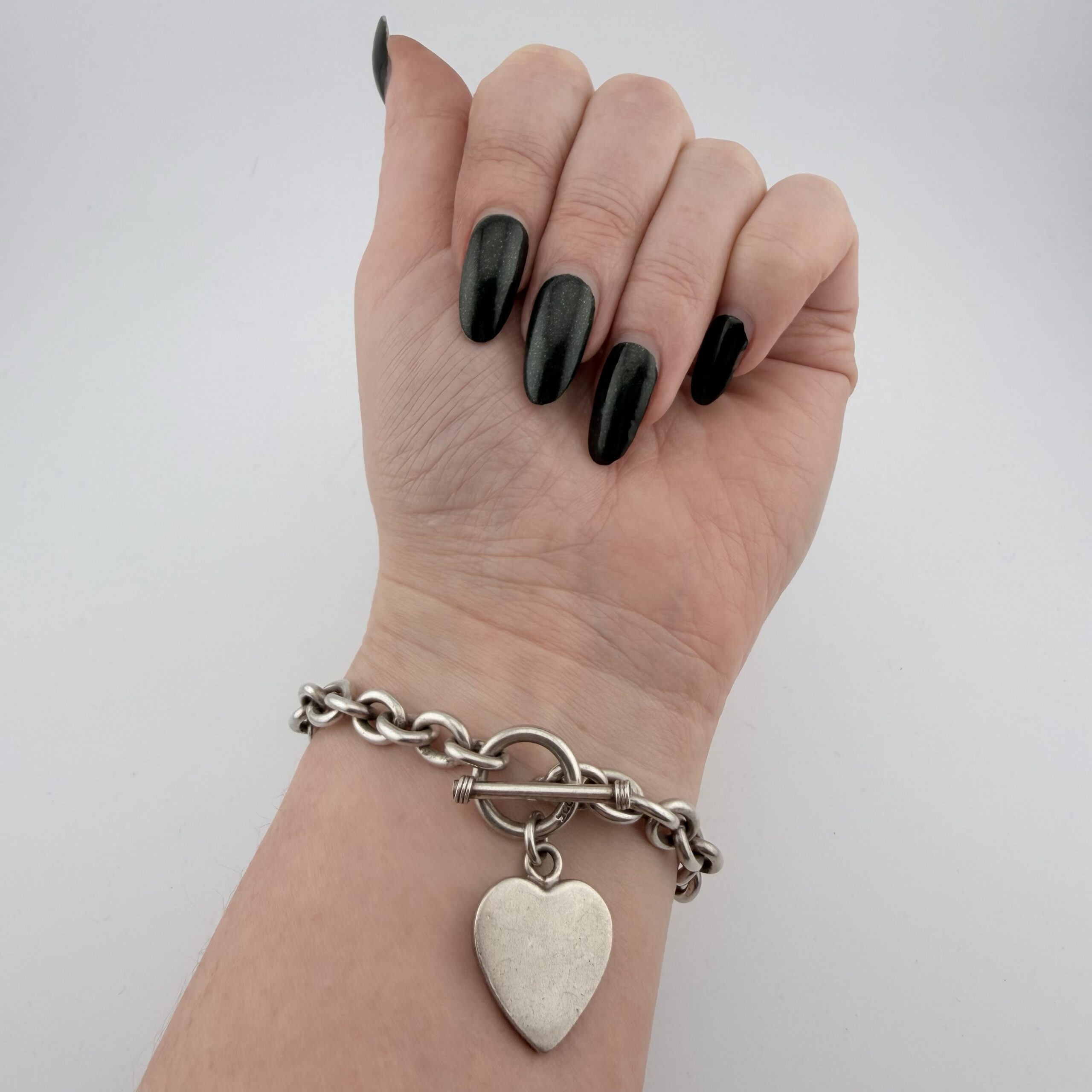 Chunky Andea Sterling Silver Love Heart Chain Bracelet - Image 4