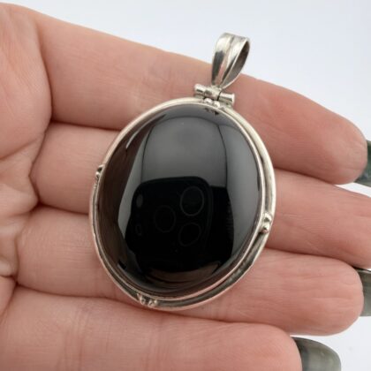 Vintage Sterling Silver and Onyx Pendant