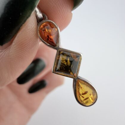 Sterling Silver and Tri-Coloured Amber Pendant