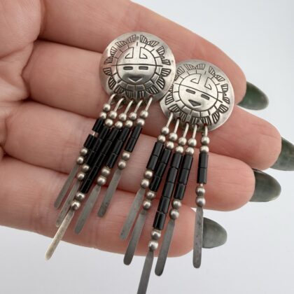Native American Sterling Silver Sunface Earrings