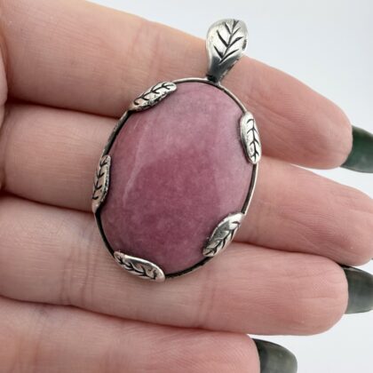 Carolyn Pollack Relios Southwestern Sterling Silver and Rhodonite Leaf Pendant