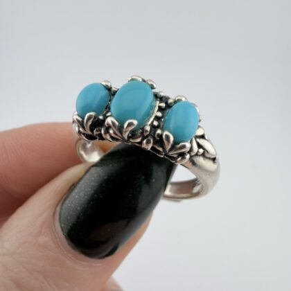 Carolyn Pollack Relios Southwestern Sterling Silver and Turquoise Trilogy Ring