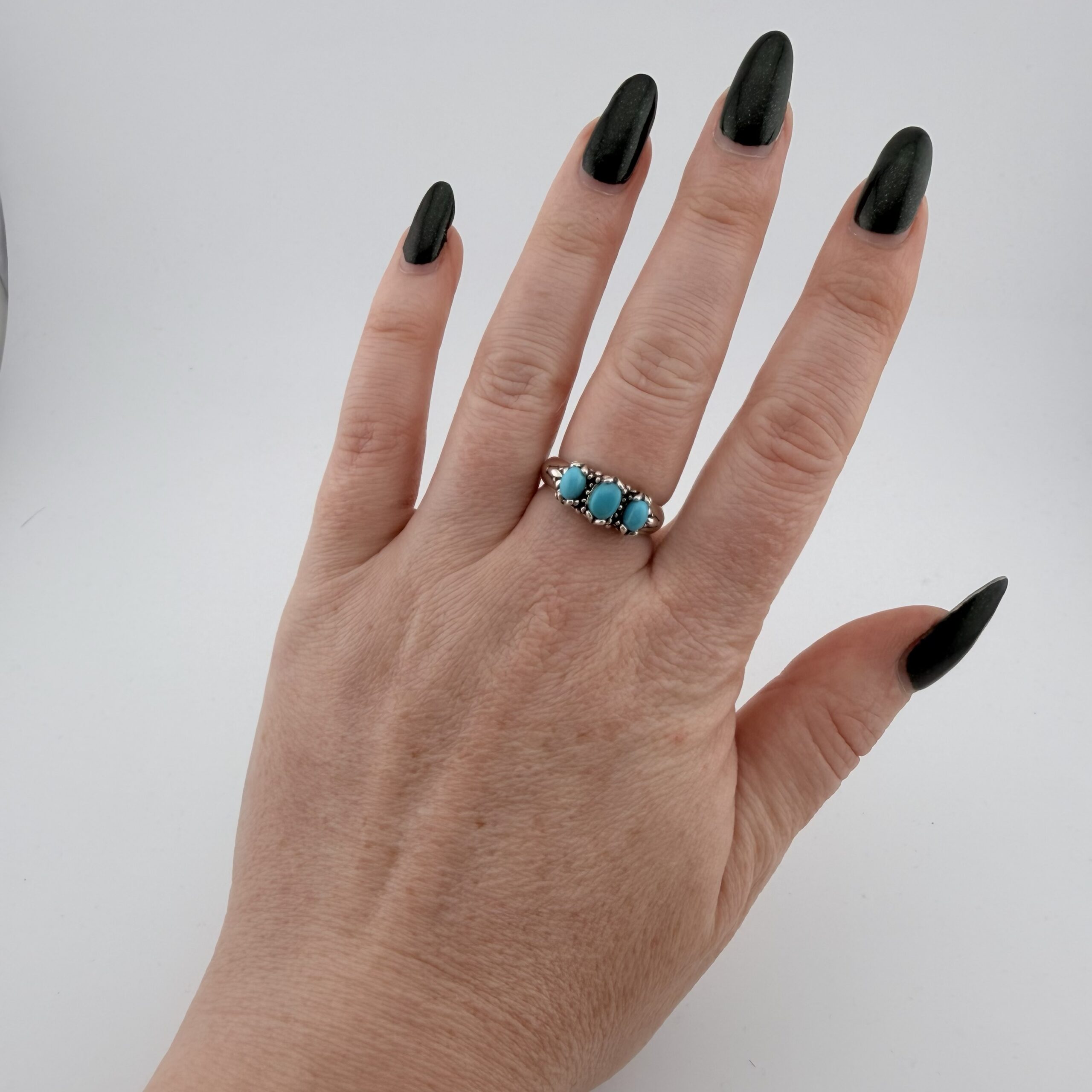 Carolyn Pollack Relios Southwestern Sterling Silver and Turquoise Trilogy Ring - Image 5