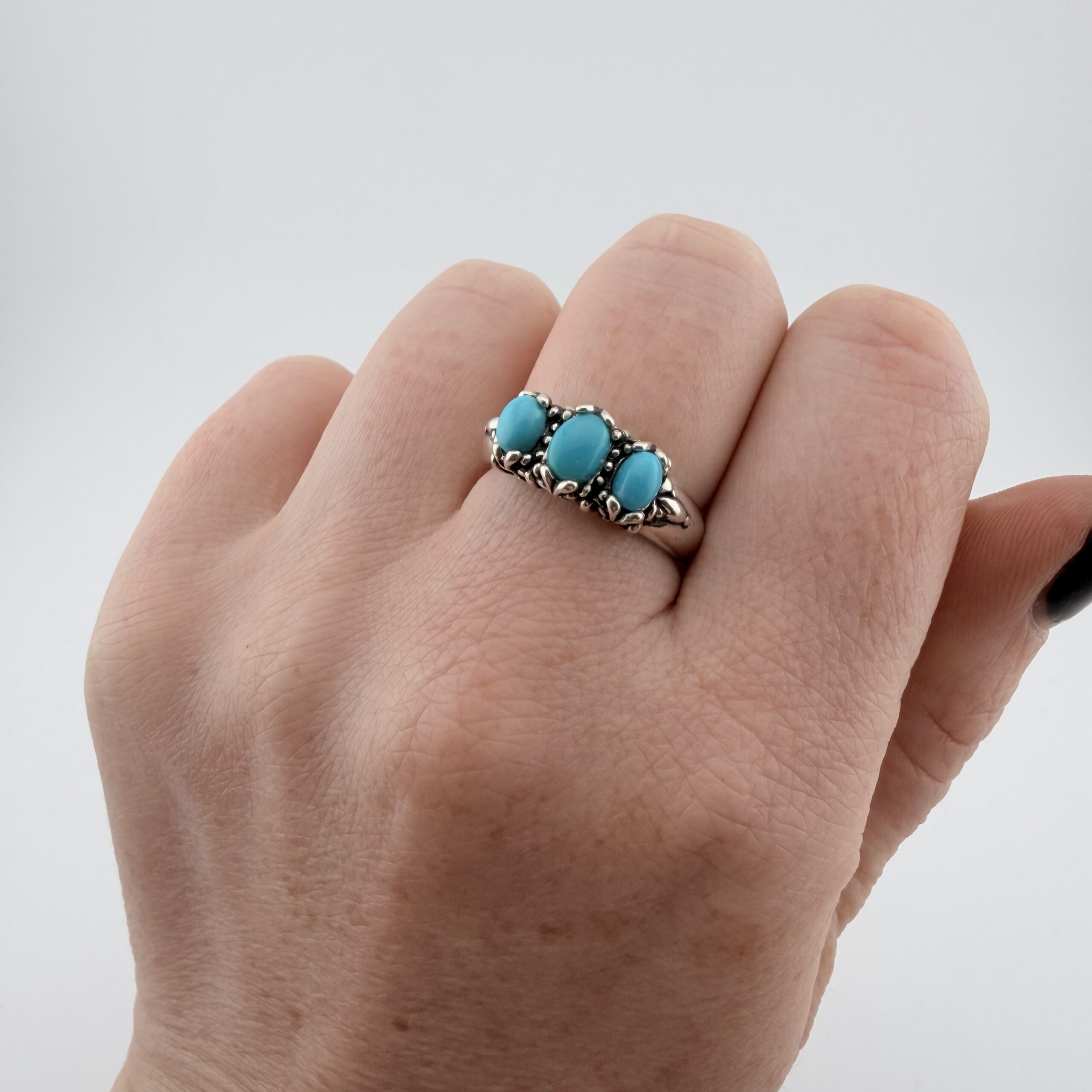 Carolyn Pollack Relios Southwestern Sterling Silver and Turquoise Trilogy Ring - Image 6