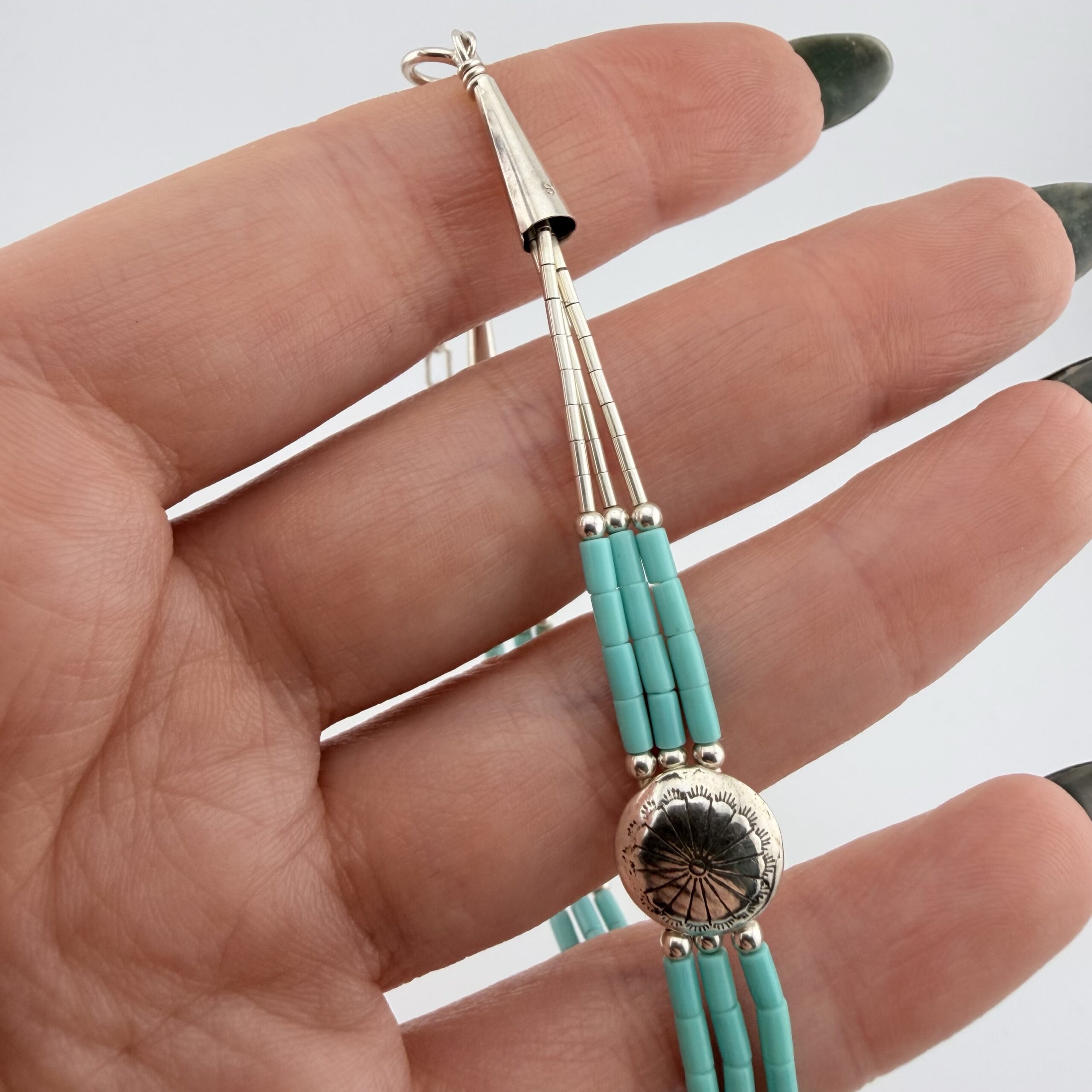 Southwestern Liquid Sterling Silver and Turquoise Concho Bracelet - Image 3