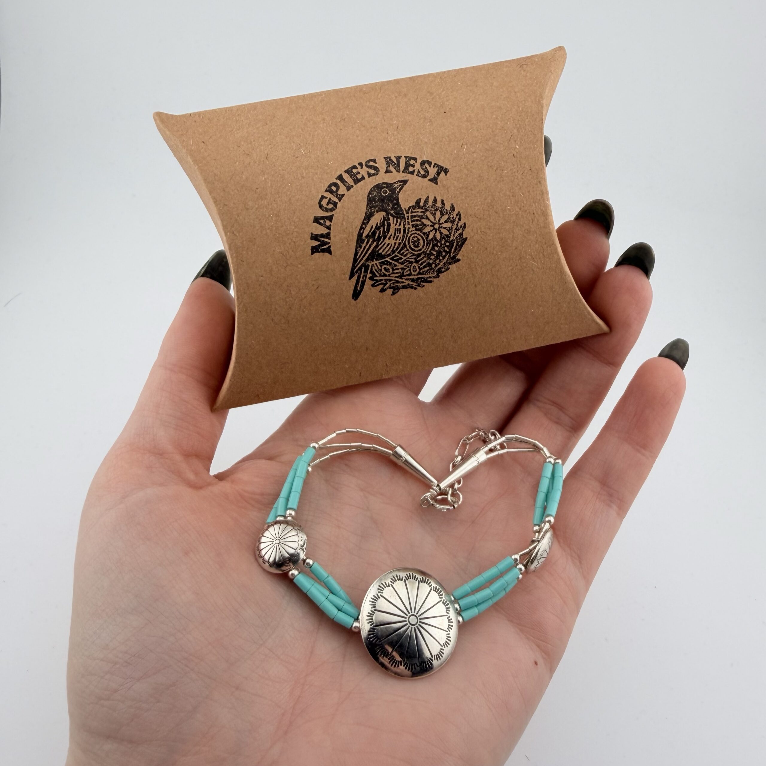 Southwestern Liquid Sterling Silver and Turquoise Concho Bracelet - Image 6