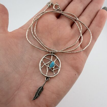 Carolyn Pollack Relios Liquid Sterling Silver and Turquoise Dream Catcher Necklace