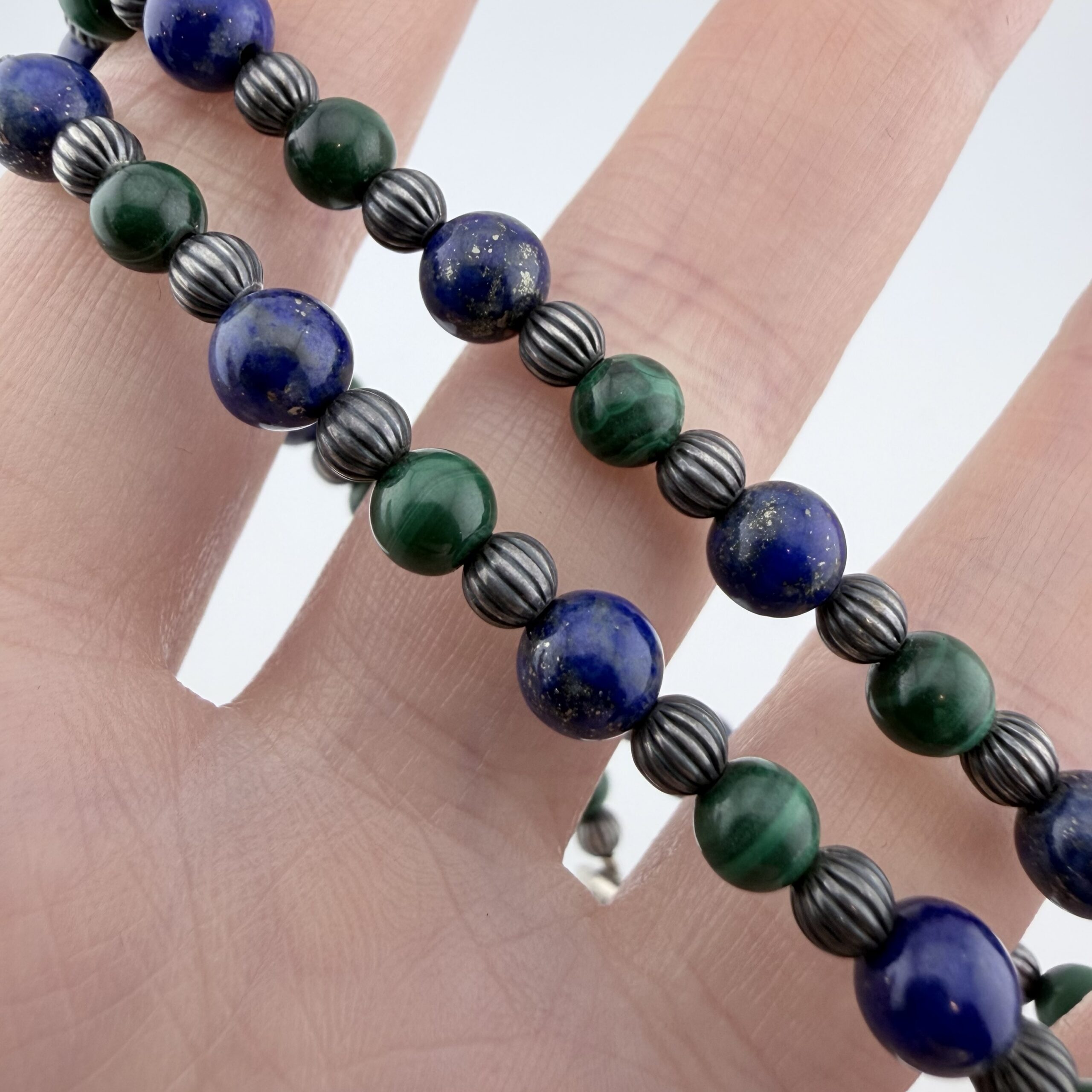 Carolyn Pollack Relios Lapis Lazuli and Malachite Beaded Necklace - Image 3