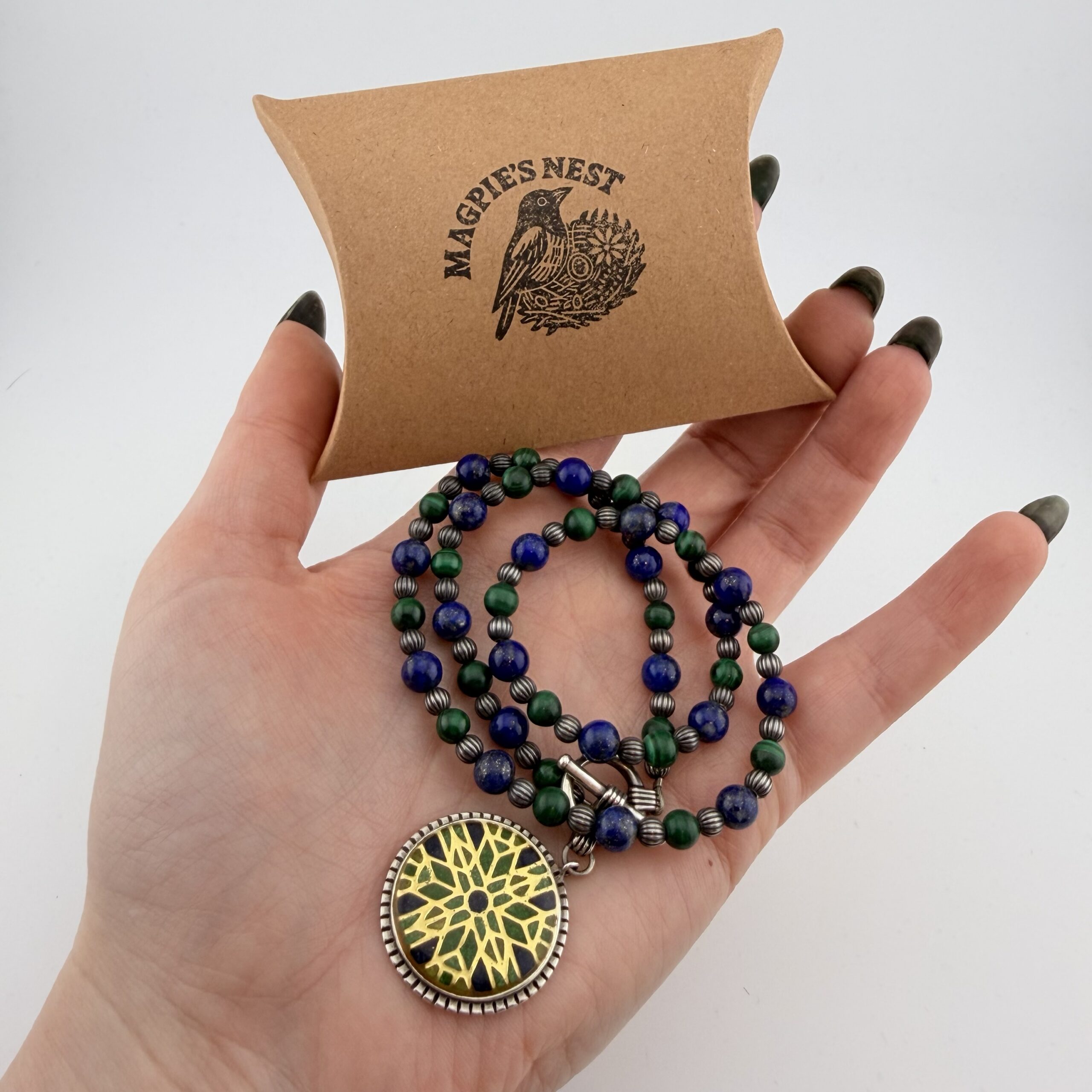 Carolyn Pollack Relios Lapis Lazuli and Malachite Beaded Necklace - Image 5