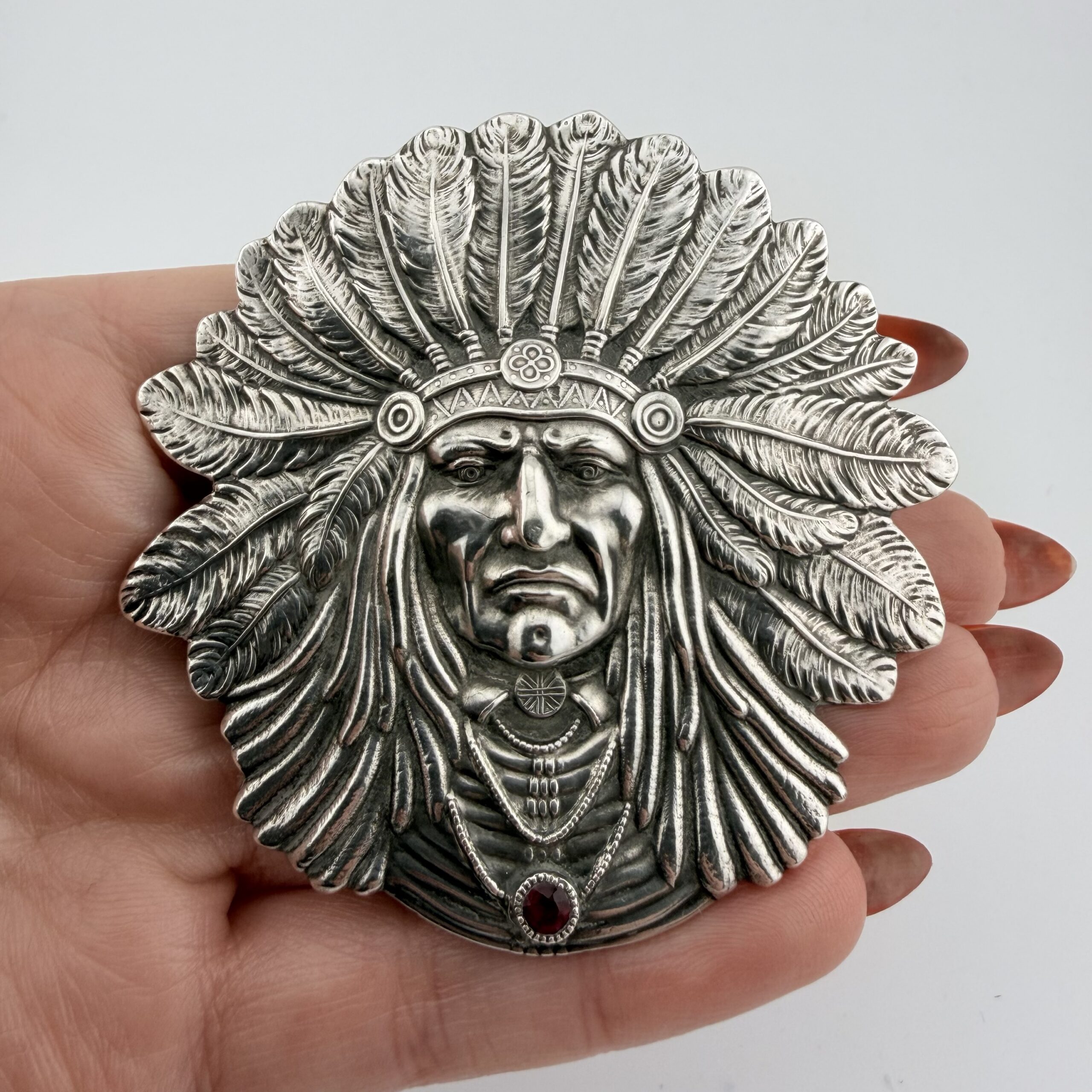 Very Large Vintage Native American Chief Brooch