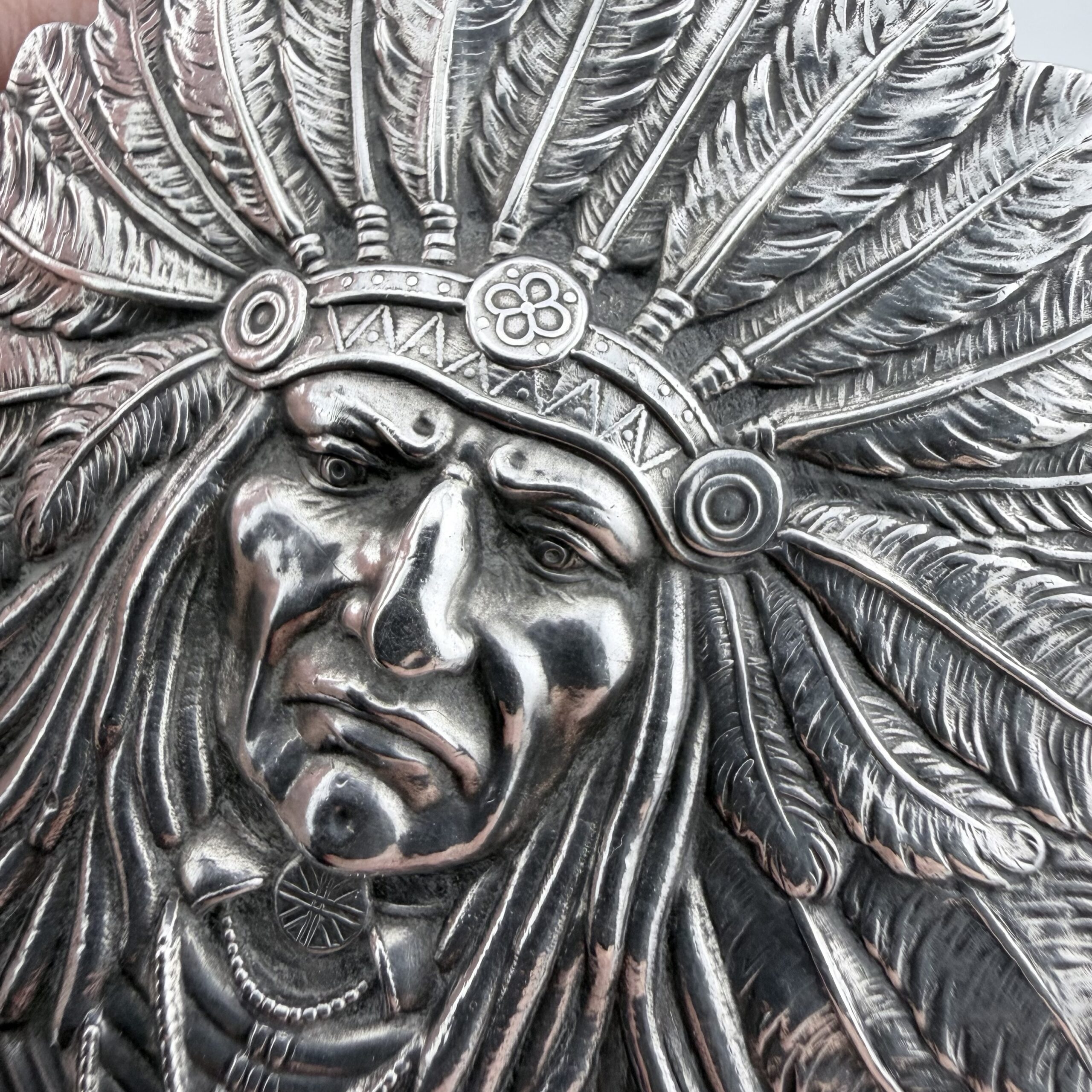 Very Large Vintage Native American Chief Brooch - Image 3