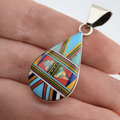 Native American Sterling Silver Inlay Pendant