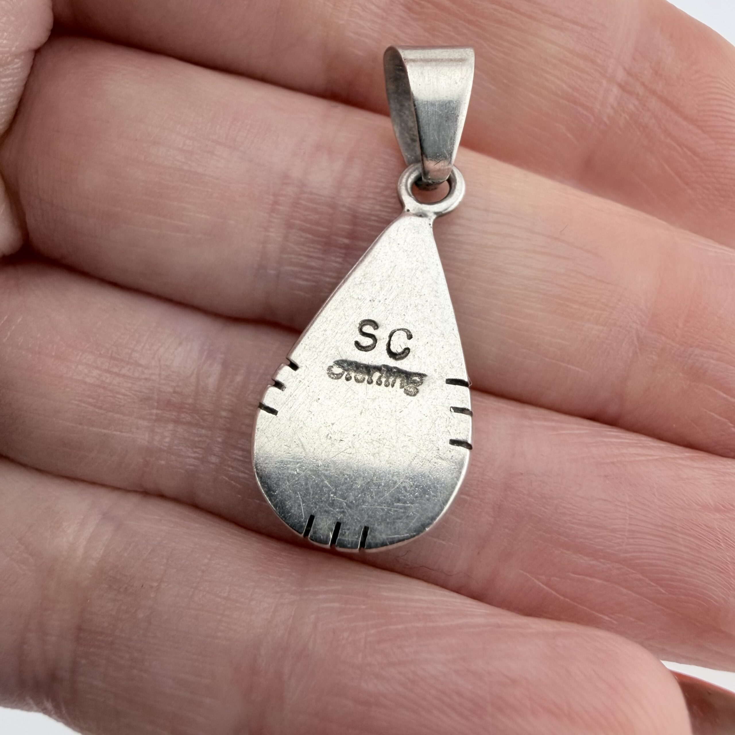 Native American Sarah Curley Sterling Silver and Opal Pendant - Image 4