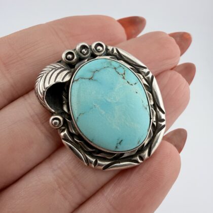 Vintage Native American Navajo Sterling Silver and Turquoise Pendant