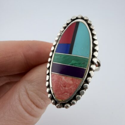 Native American Sterling Silver Inlay Ring