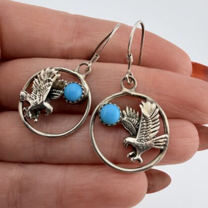 Native American Sterling Silver and Turquoise Eagle Earrings