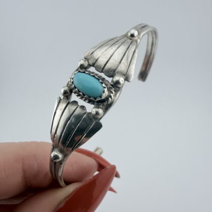 Native American Sterling Silver and Turquoise Cuff Bracelet