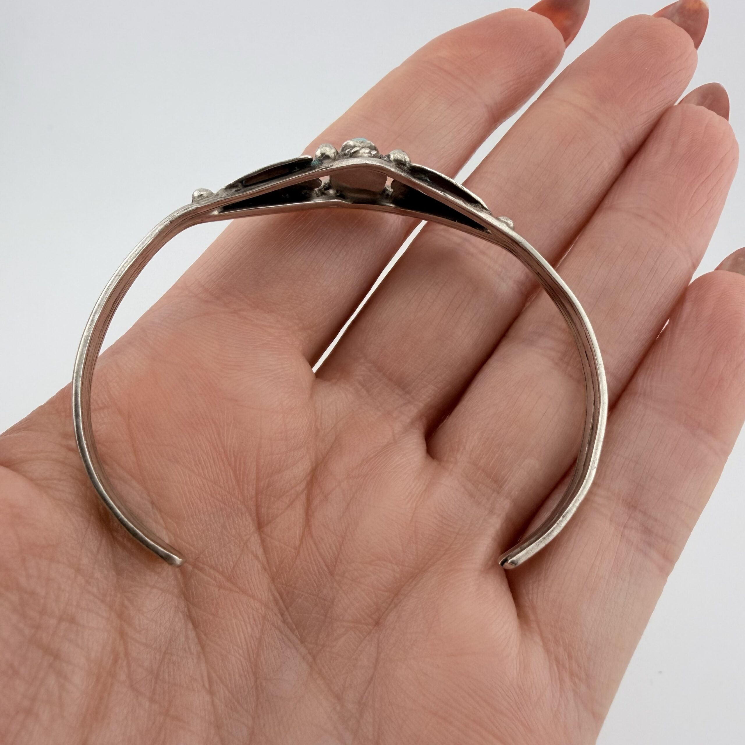Native American Sterling Silver and Turquoise Cuff Bracelet - Image 3