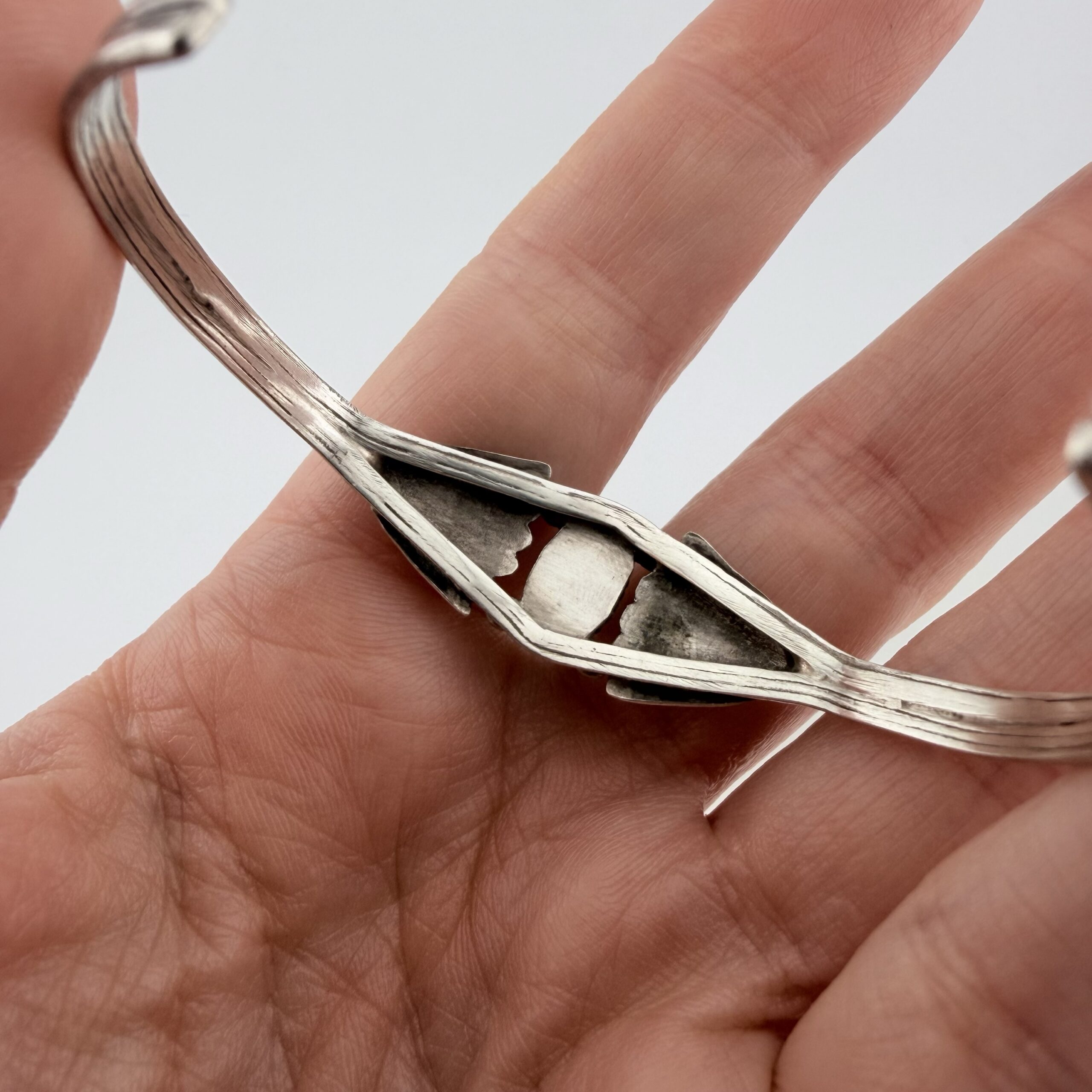 Native American Sterling Silver and Turquoise Cuff Bracelet - Image 4
