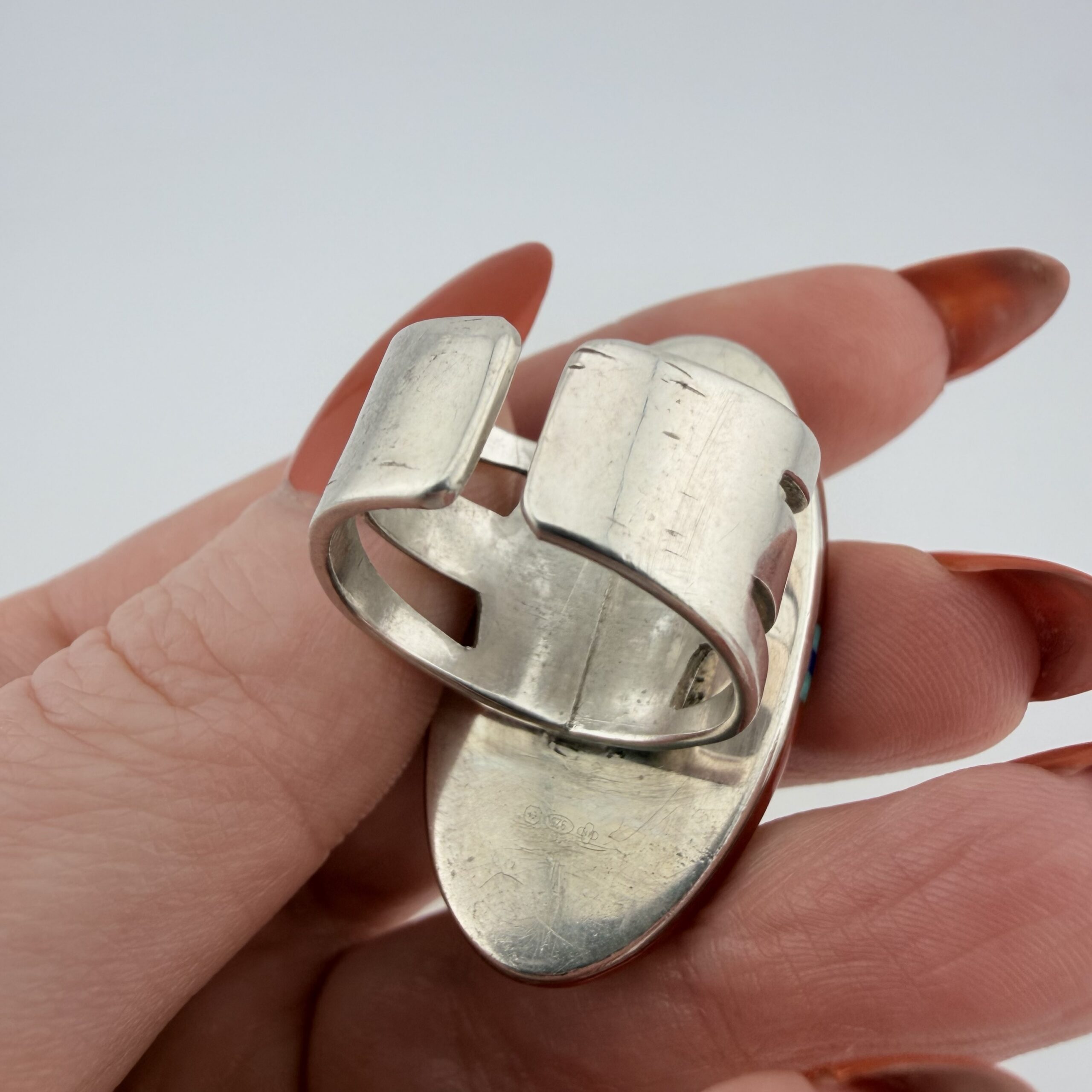 Jay and Irene Livingston Native American Sterling Silver Cardinal Bird Inlay Ring - Image 6