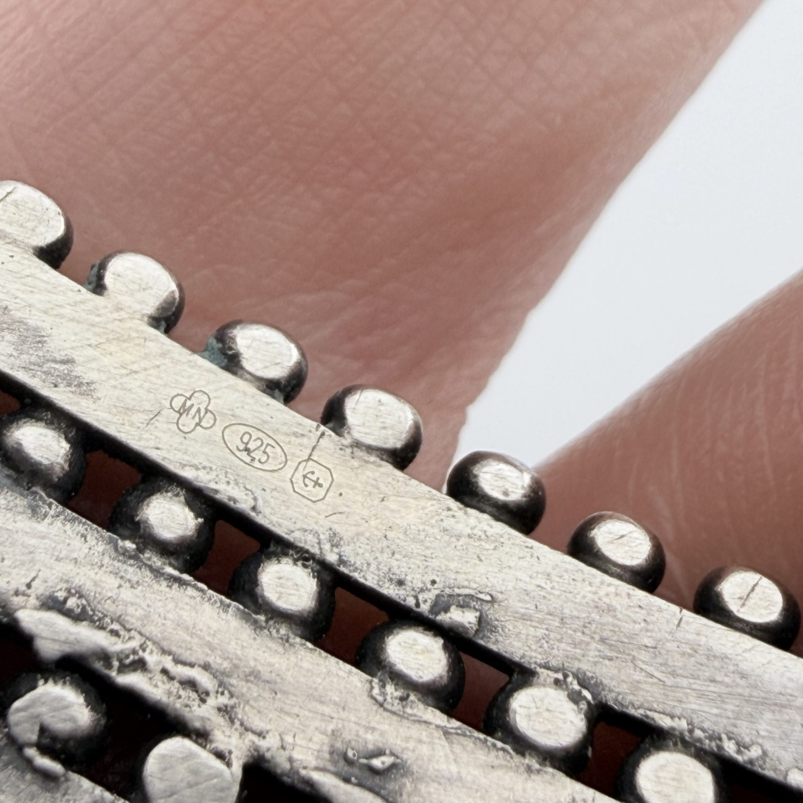 Vintage Native American Sterling Silver and Turquoise Snake-Eye Cuff Bracelet - Image 7