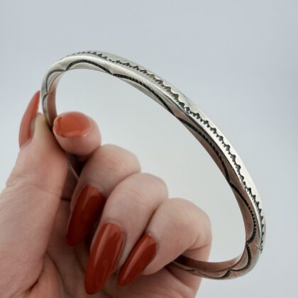 Vintage Verna Tahe Native American Sterling Silver Bangle