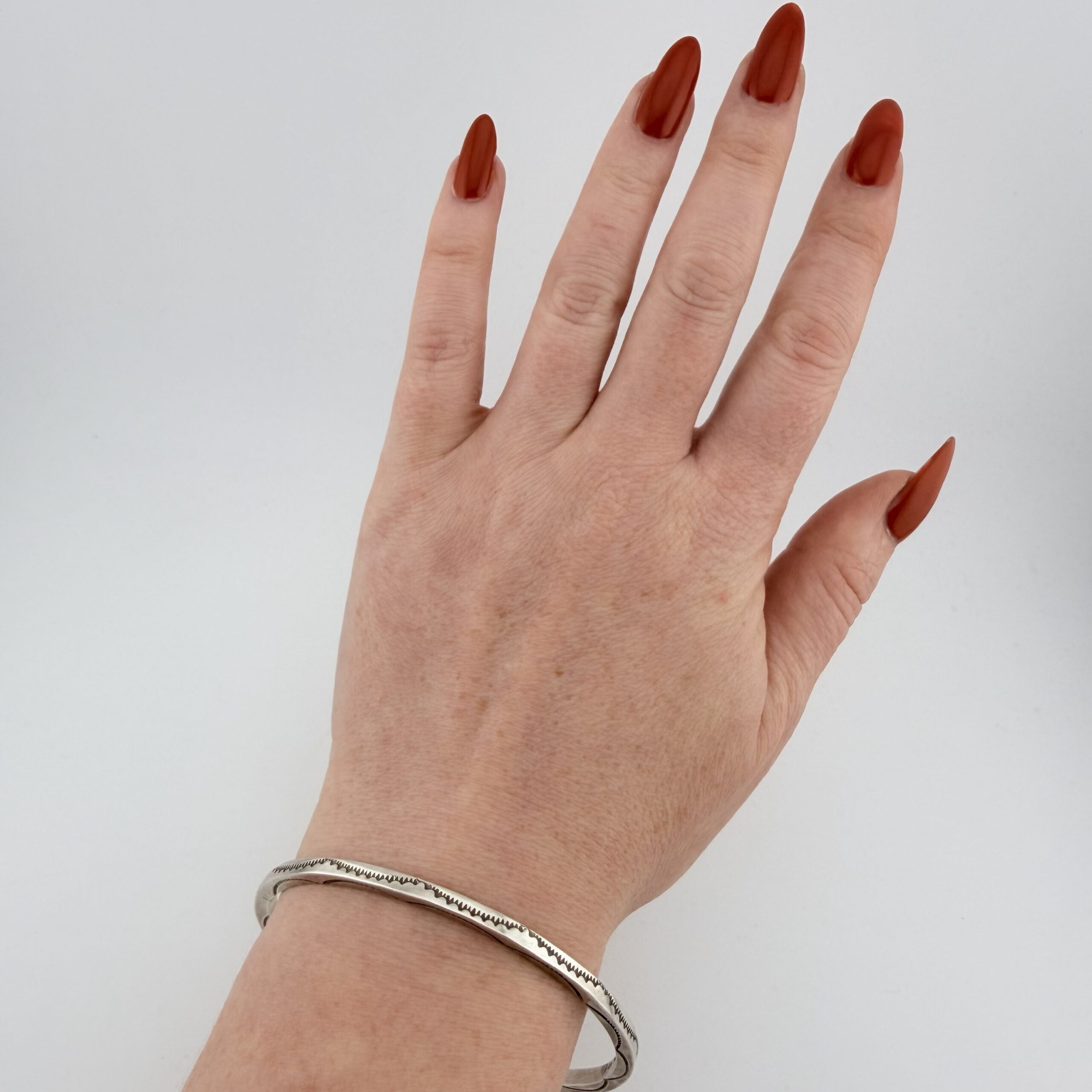 Vintage Verna Tahe Native American Sterling Silver Bangle - Image 4
