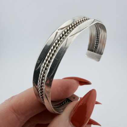 Vintage Native American Sterling Silver Cuff Bracelet