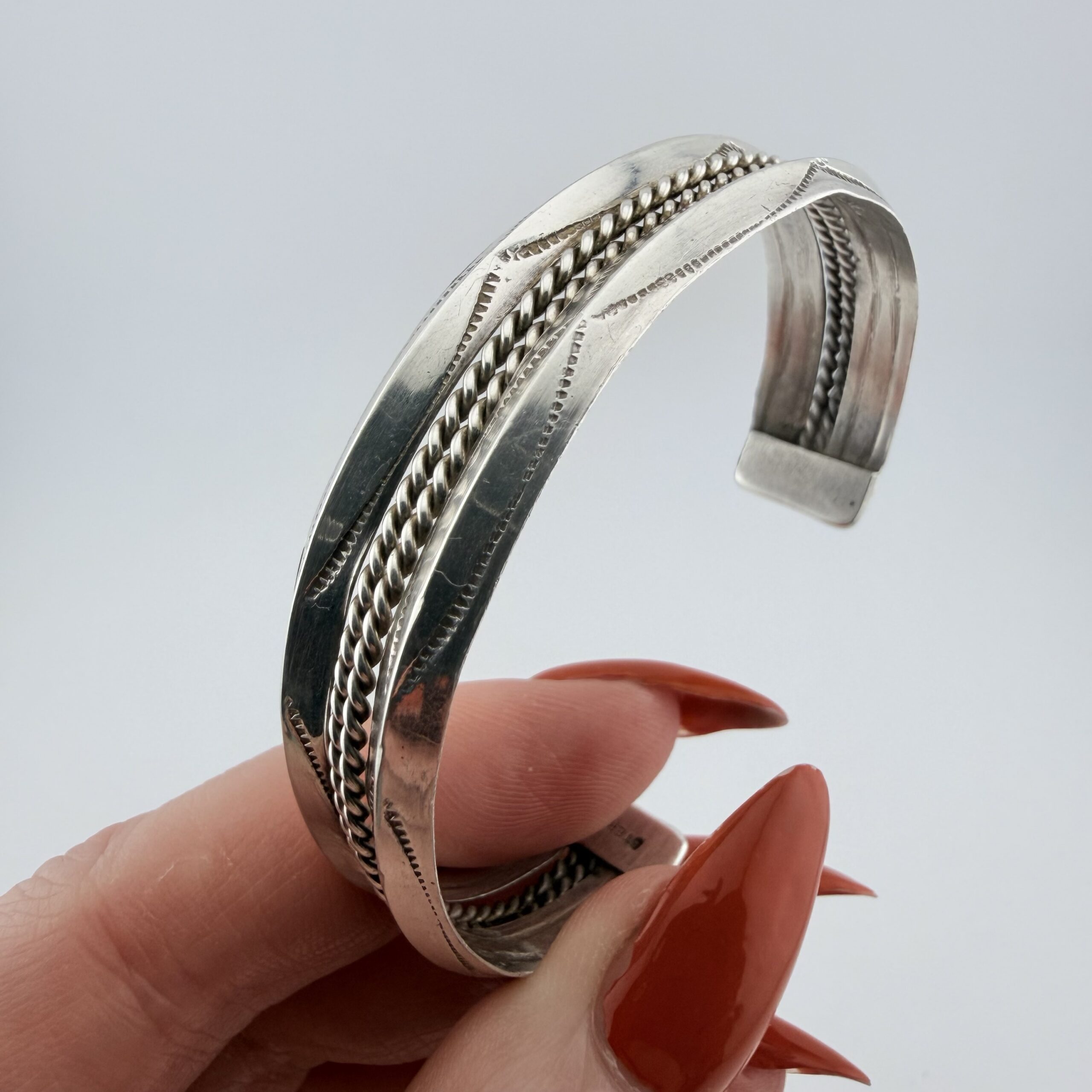 Vintage Native American Sterling Silver Cuff Bracelet
