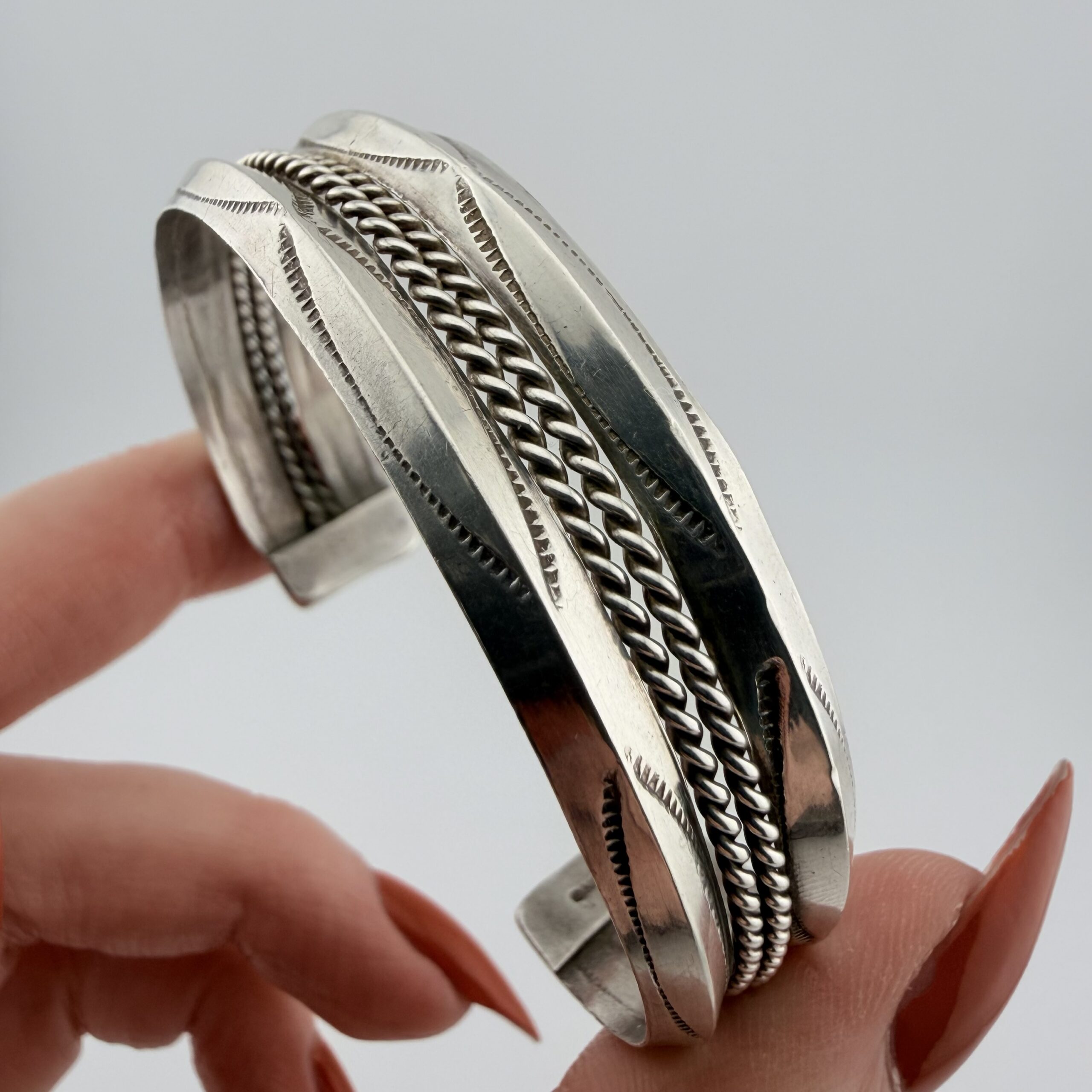 Vintage Native American Sterling Silver Cuff Bracelet - Image 2