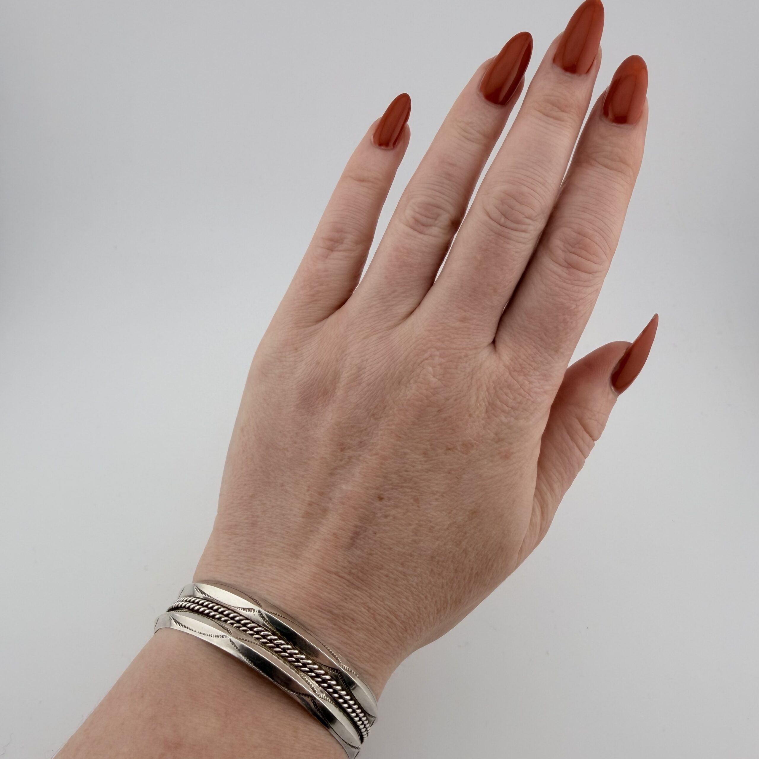 Vintage Native American Sterling Silver Cuff Bracelet - Image 6