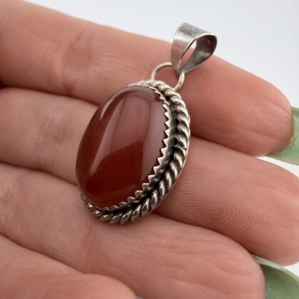 Vintage Native American Sterling Silver and Carnelian Pendant