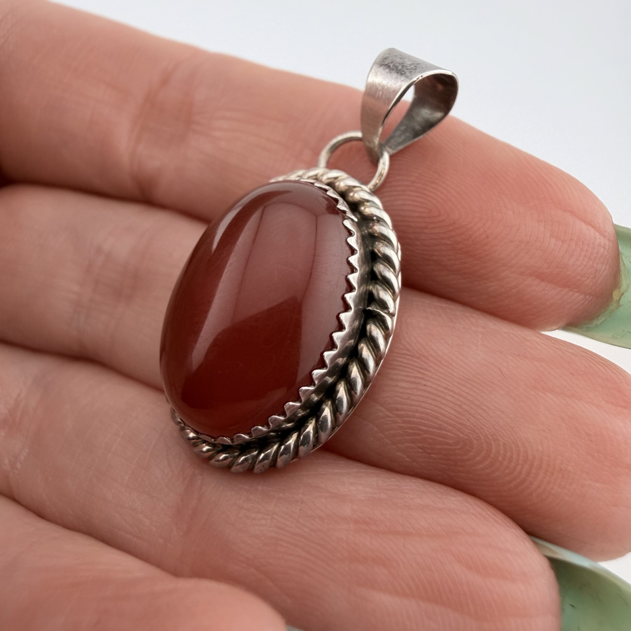 Vintage Native American Sterling Silver and Carnelian Pendant