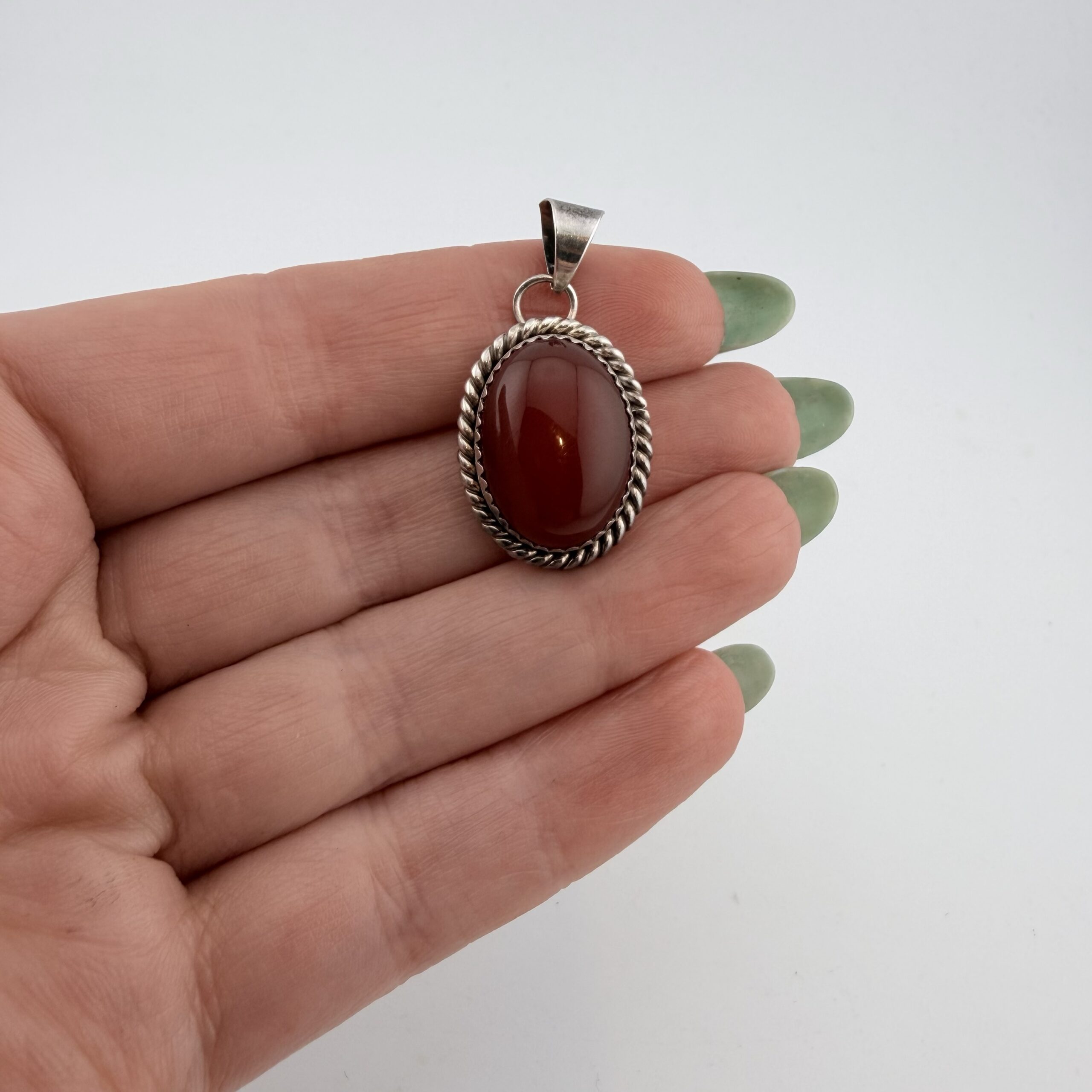 Vintage Native American Sterling Silver and Carnelian Pendant - Image 3