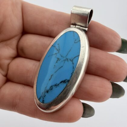 Mexican Sterling Silver and Turquoise Pendant